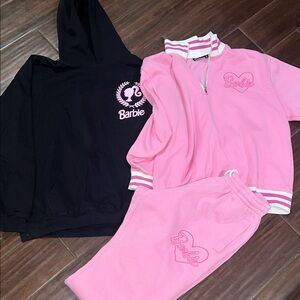 Barbie Pink and Black Hoodie Tracksuit Set